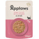 APPLAWS Natural – hrană umedă complementară pentru pisici, file de ton și creveți în supă, 70 g